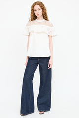 Self-Portrait Lace Cut Out Top