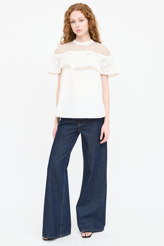 Self-Portrait Lace Cut Out Top