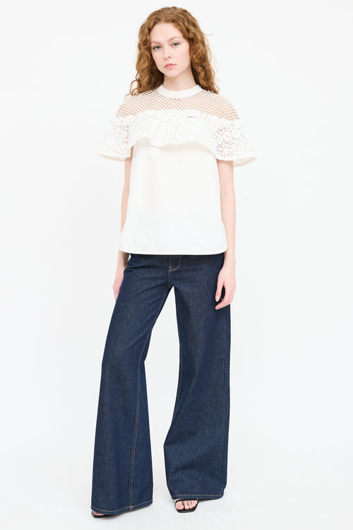 Self-Portrait Lace Cut Out Top