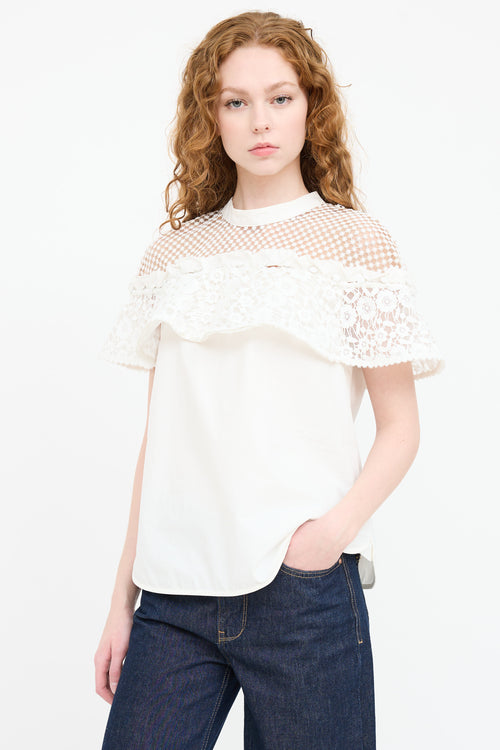 Self-Portrait Lace Cut Out Top