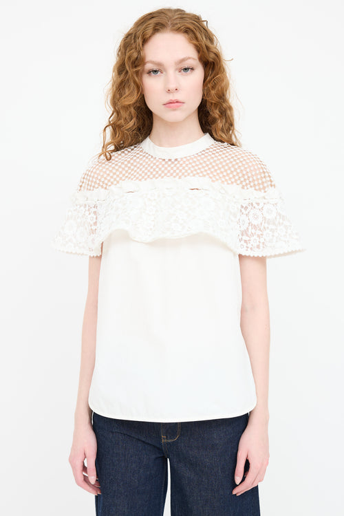 Self-Portrait Lace Cut Out Top