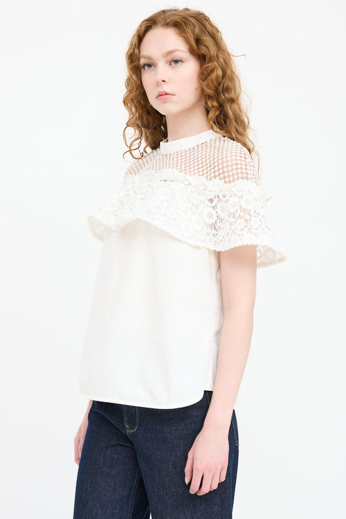 Self-Portrait Lace Cut Out Top