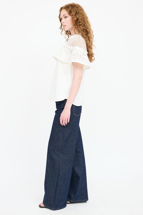 Self-Portrait Lace Cut Out Top