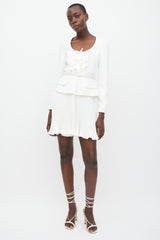 Self-Portrait White Ruffled Blazer Dress