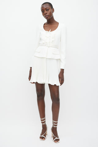 Self-Portrait White Ruffled Blazer Dress