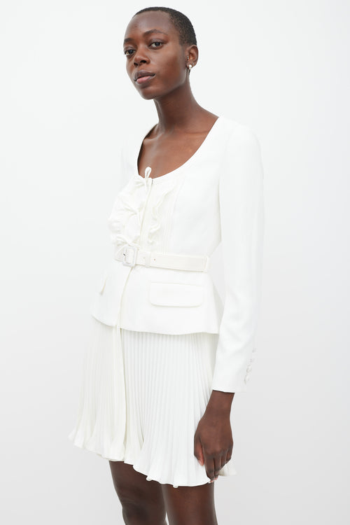 Self-Portrait White Ruffled Blazer Dress