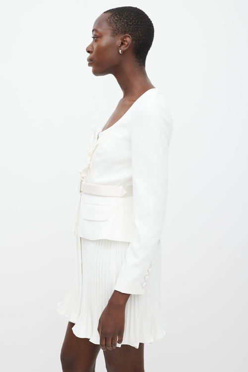Self-Portrait White Ruffled Blazer Dress