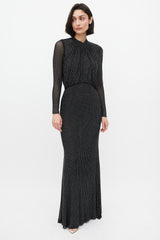self portrait black square rhinestone mesh maxi dress Self-Portrait // Black Rhinestone Mesh Long Sleeve Maxi Dress – VSP  Consignment