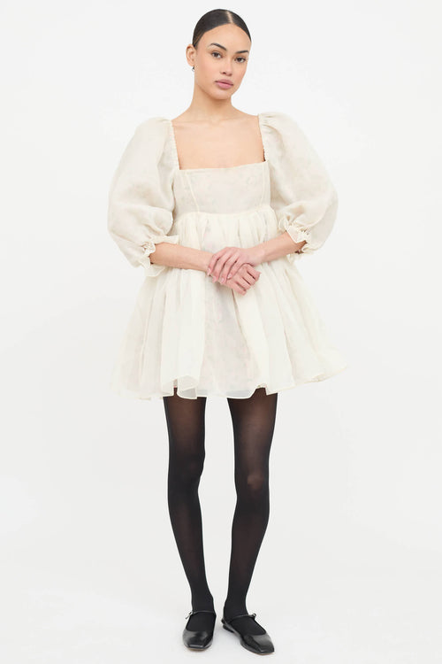 Selkie Floral Mini Puff Dress