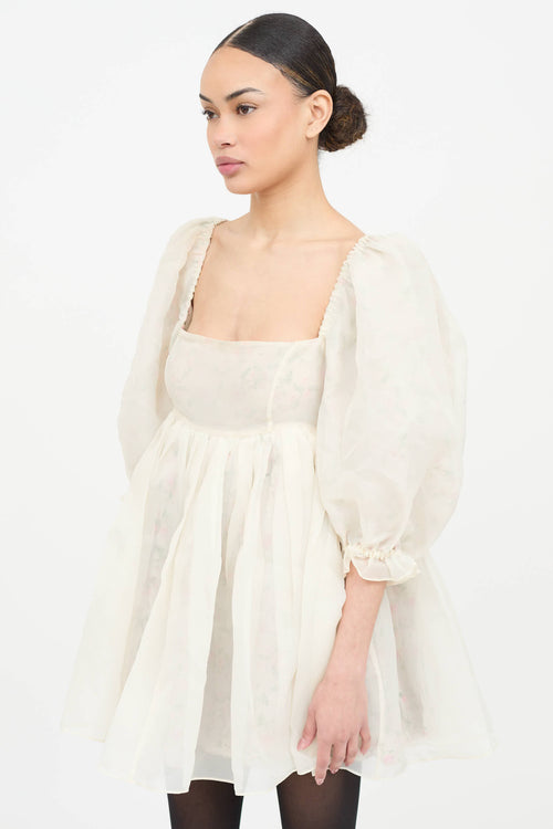 Selkie Floral Mini Puff Dress