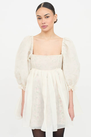 Selkie Floral Mini Puff Dress