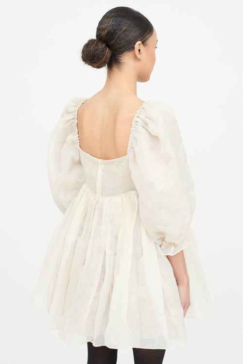 Selkie Floral Mini Puff Dress