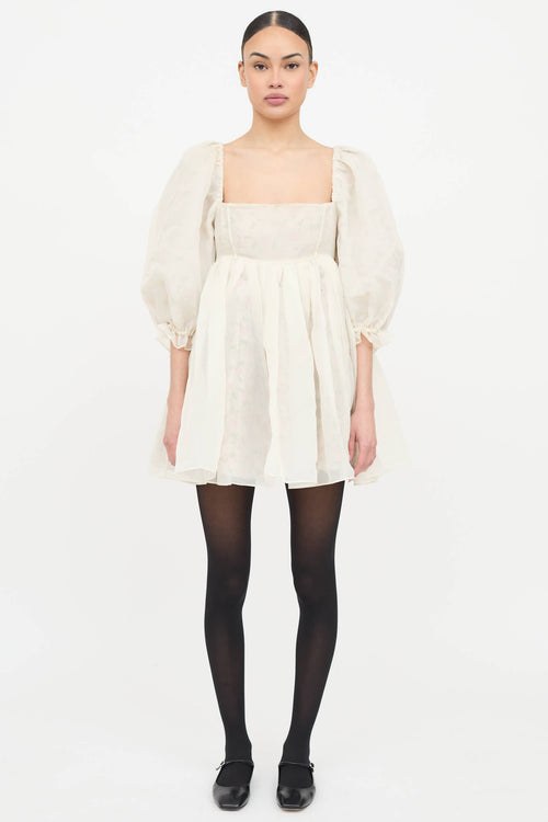 Selkie Floral Mini Puff Dress