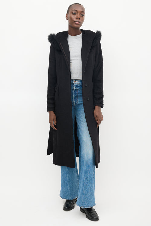 Sentaler Black Wool Hooded Wrap Coat