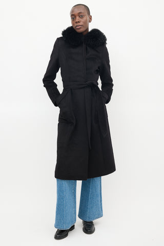 Sentaler Black Wool Hooded Wrap Coat