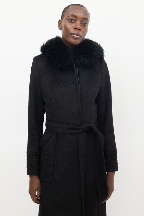 Sentaler Black Wool Hooded Wrap Coat