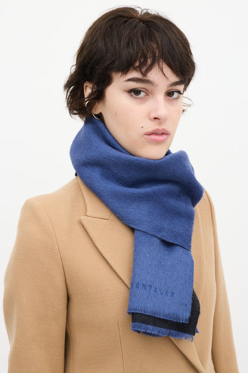 Sentaler Blue & Black Wool Scarf