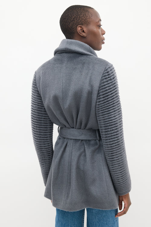 Sentaler Dark Grey Wool Mid Length Wrap Coat