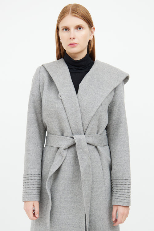 Sentaler Grey Wool Blend Wrap Coat