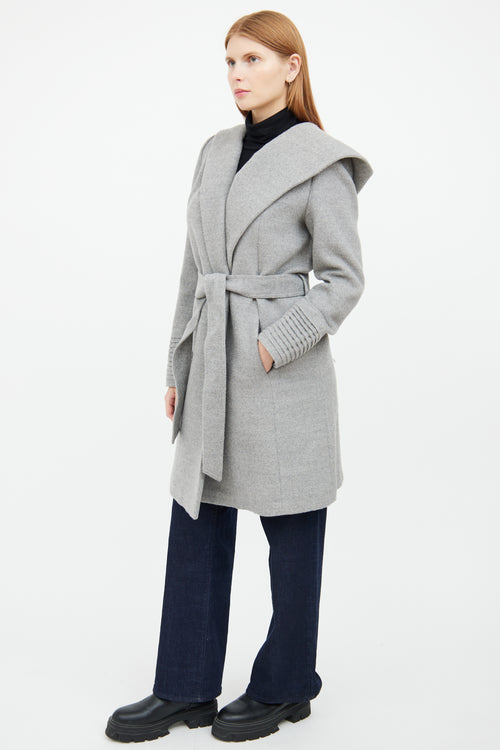 Sentaler Grey Wool Blend Wrap Coat