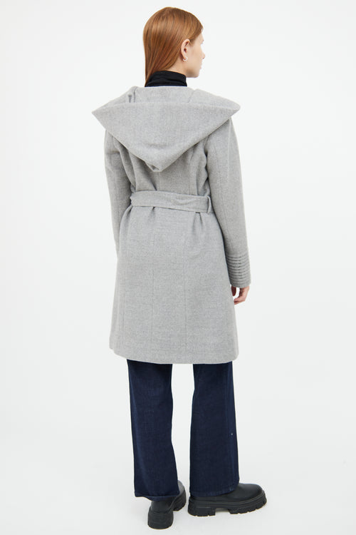 Sentaler Grey Wool Blend Wrap Coat