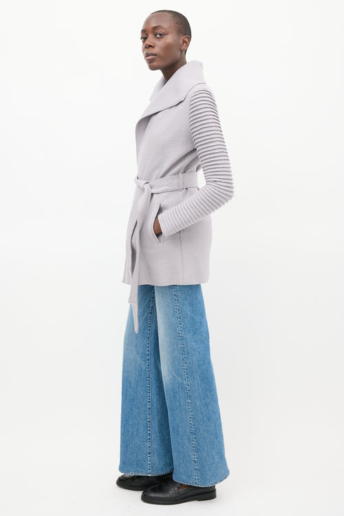 Sentaler Grey Wool Mid Length Wrap Coat