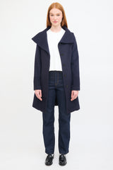 Sentaler Navy Wool Belted Mid Length Coat