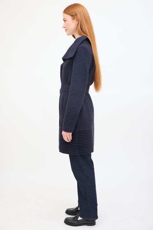 Sentaler Navy Wool Belted Mid Length Coat