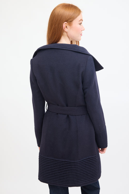 Sentaler Navy Wool Belted Mid Length Coat