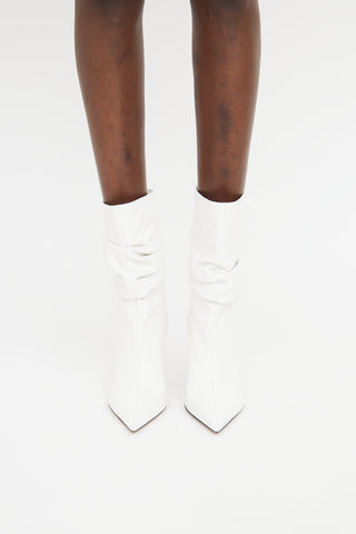 Sergio Rossi White Cindy Ruched Boot