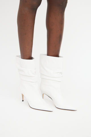 Sergio Rossi White Cindy Ruched Boot