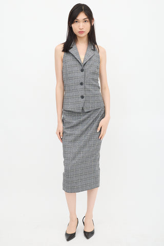 Sergio Hudson Grey & Black Plaid Co-Ord Set