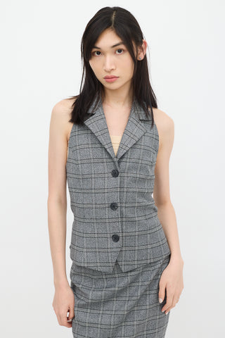 Sergio Hudson Grey & Black Plaid Co-Ord Set