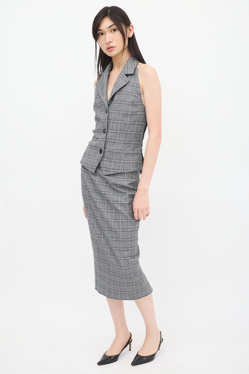 Sergio Hudson Grey & Black Plaid Co-Ord Set