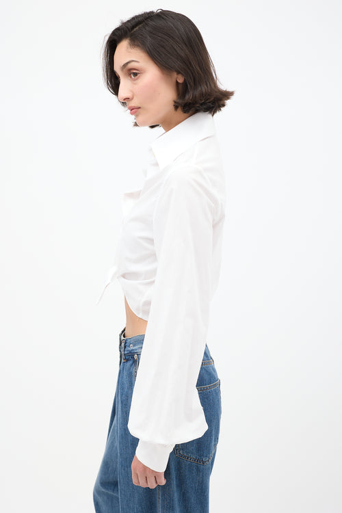 Sergio Hudson White Cotton Cropped Shirt