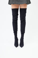  X Wolford Black Thigh High Sock Boot