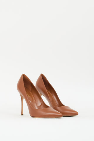 Sergio Rossi Brown Leather Pointed Toe Pump