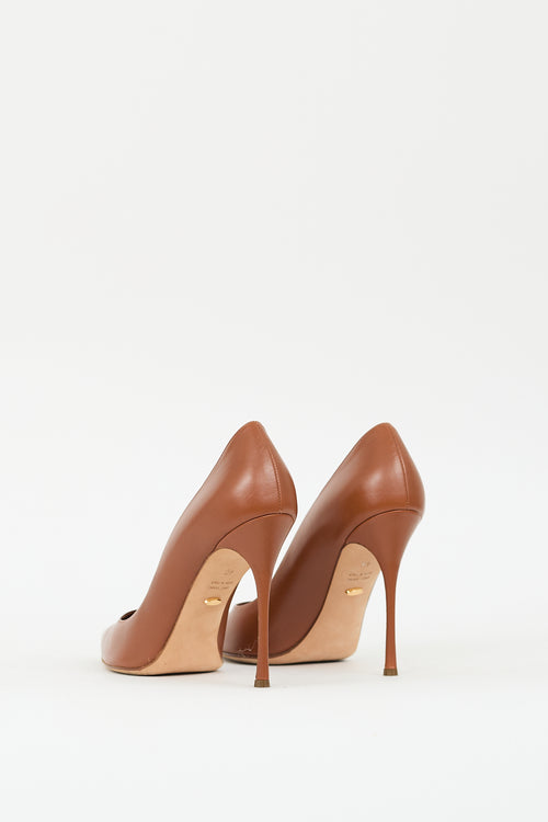 Sergio Rossi Brown Leather Pointed Toe Pump