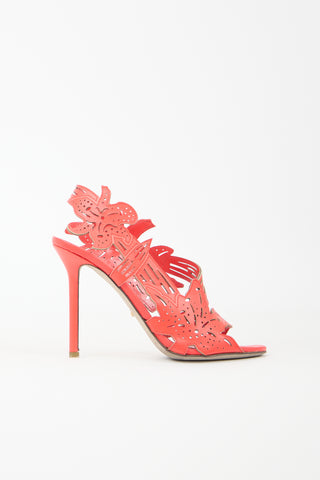 Sergio Rossi Leather Cut Out Floral Heel
