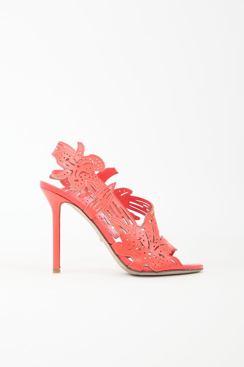 Sergio Rossi Leather Cut Out Floral Heel