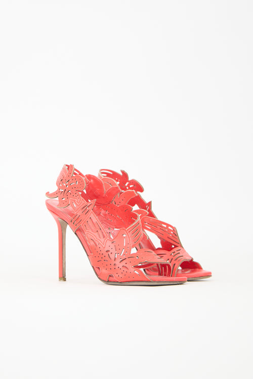 Sergio Rossi Leather Cut Out Floral Heel