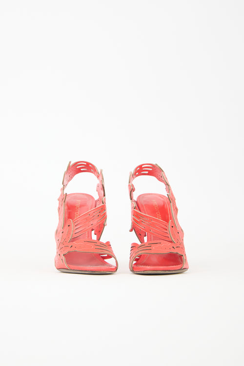 Sergio Rossi Leather Cut Out Floral Heel