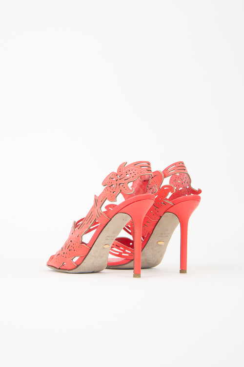 Sergio Rossi Leather Cut Out Floral Heel