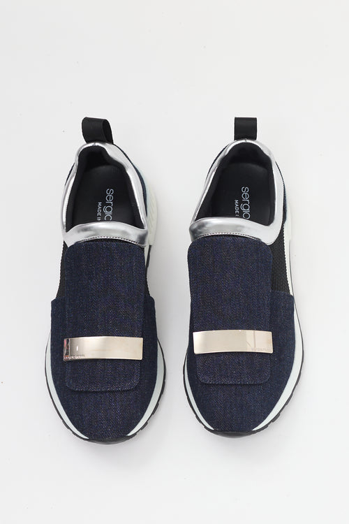 Sergio Rossi Navy Denim SR1 Running Sneaker