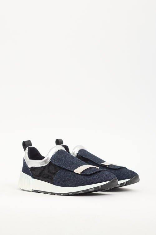 Sergio Rossi Navy Denim SR1 Running Sneaker