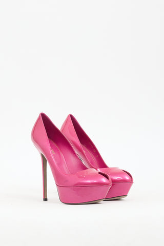 Sergio Rossi Pink Patent Leather Platform Pump