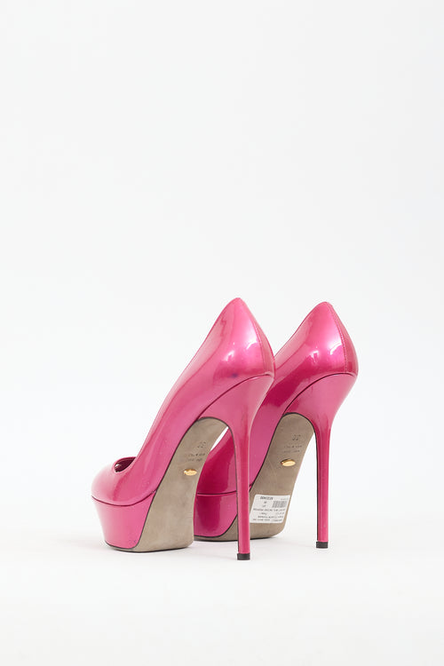 Sergio Rossi Pink Patent Leather Platform Pump