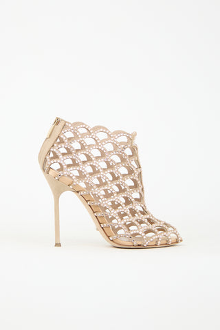 Sergio Rossi Suede Rhinestone Mermaid Pump