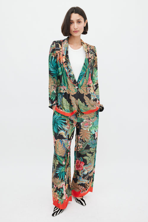 Seventy Black & Multicolour Floral Suit