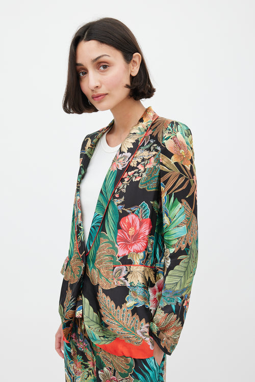 Seventy Black & Multicolour Floral Suit